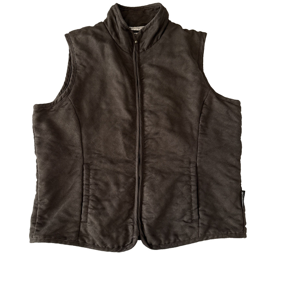 Columbia Quilted Zip Front Vest Women’s M Pockets Boho Cottagecore Neutral Brown - Picture 1 of 8